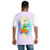 Close-up of Guitar Line Art Design on Men's Tee